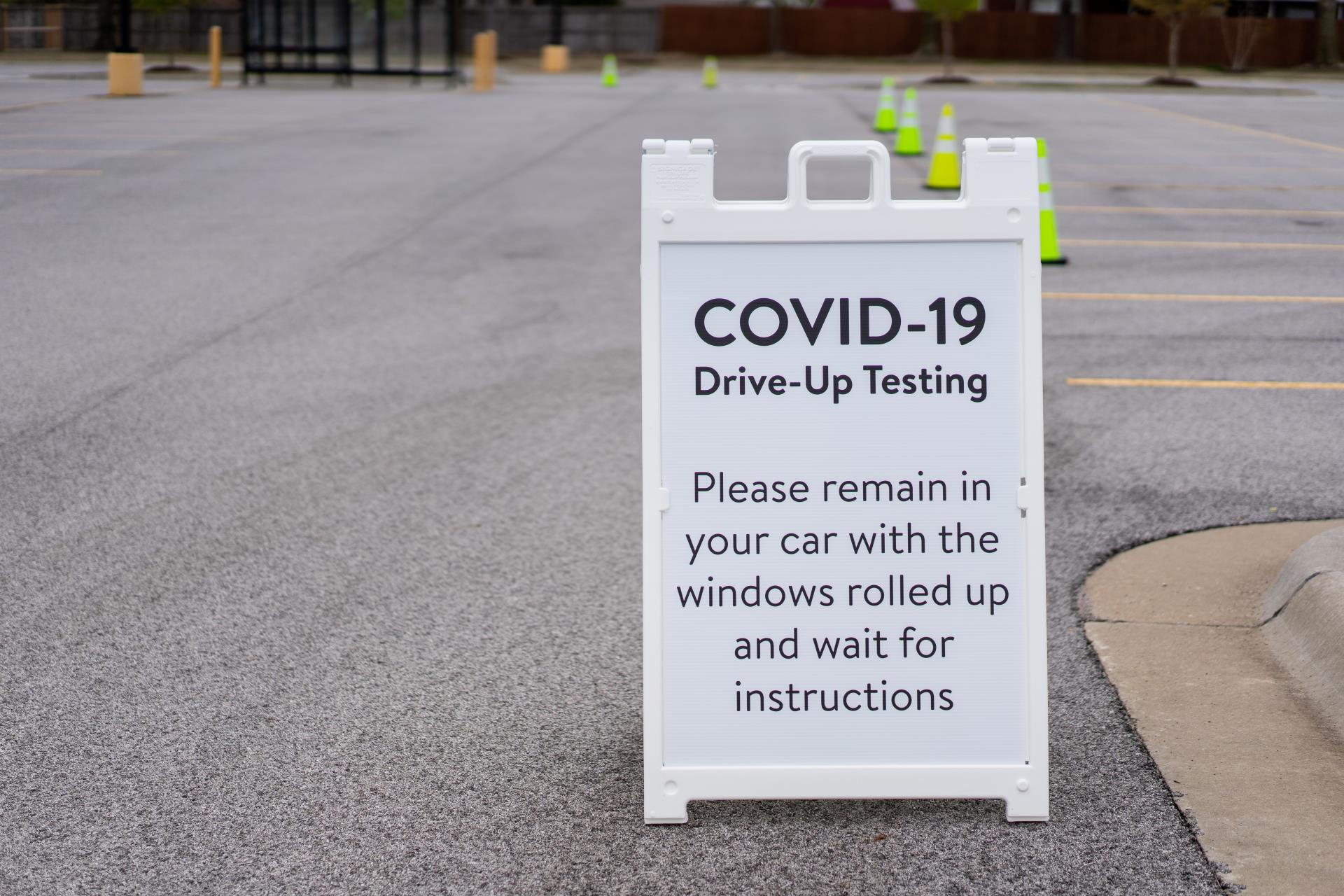 COVID testing site signage