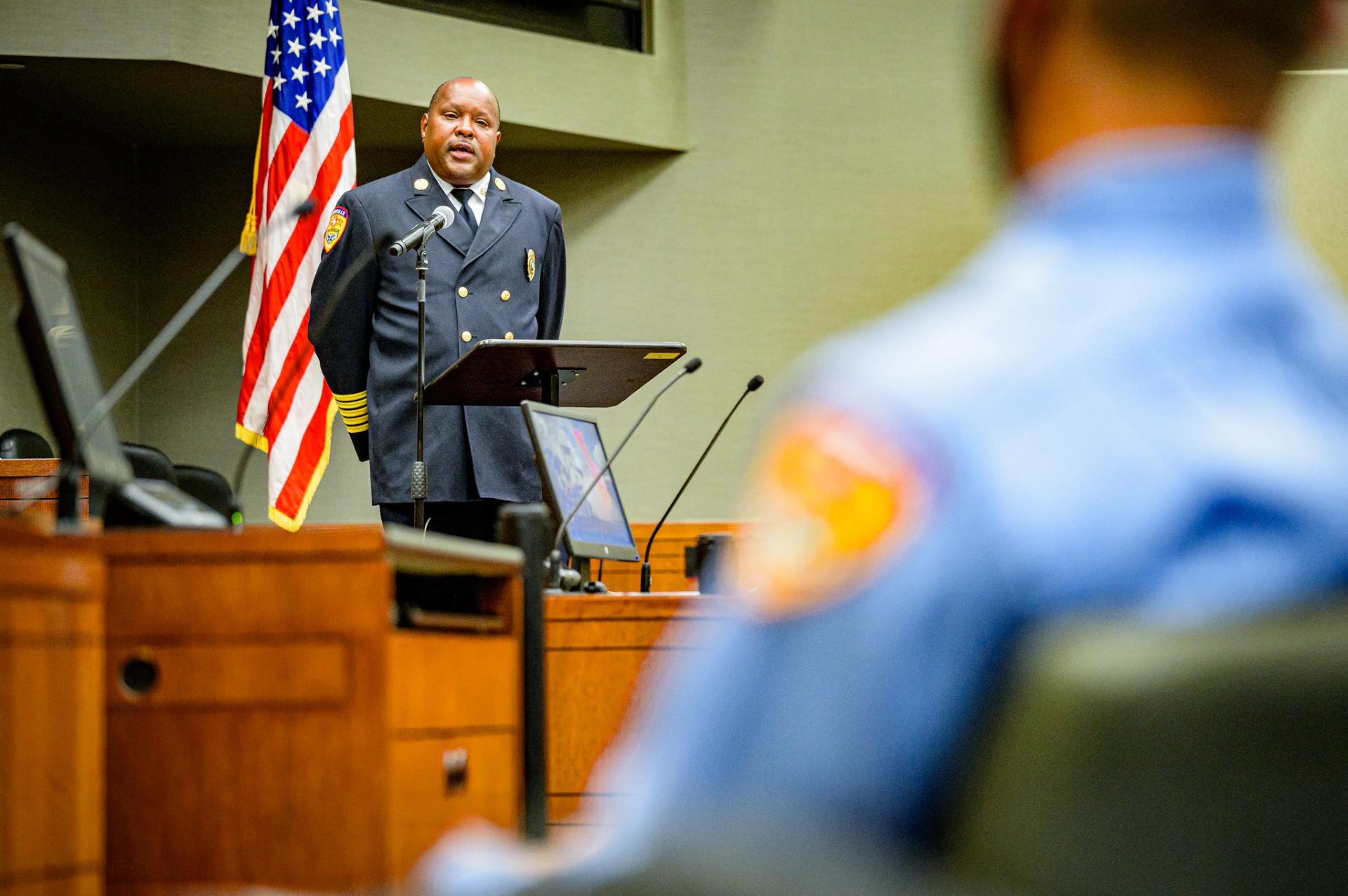 Eric Griffin speaking to cadets