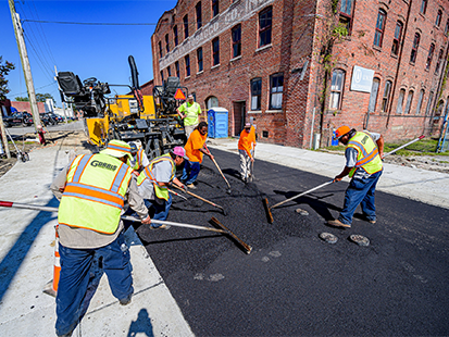 Crew repairing a street