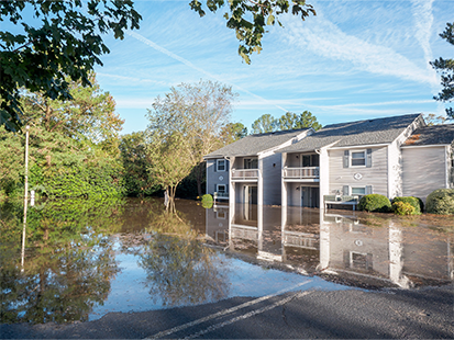 Flooding at an apartment complex