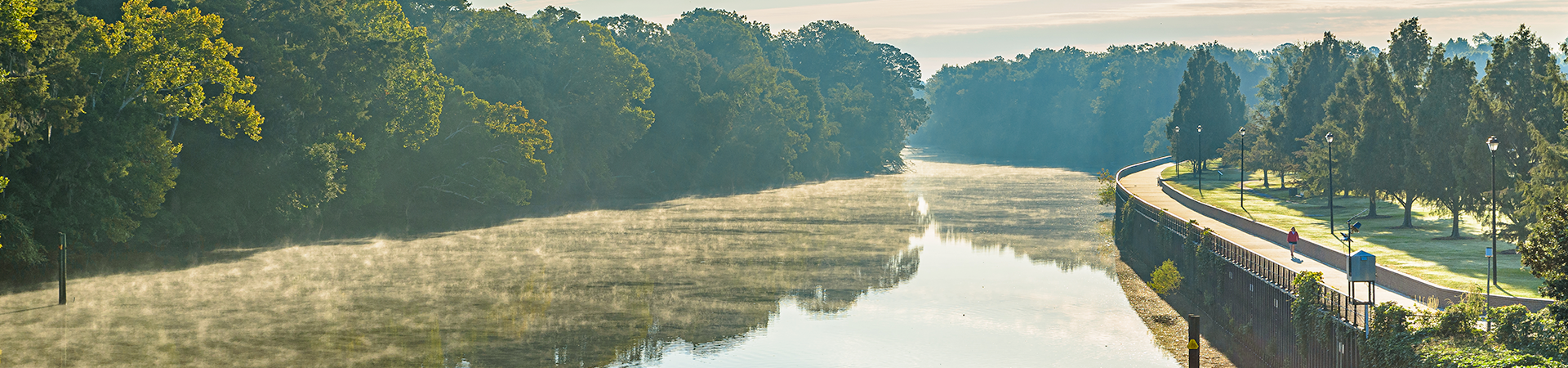 mist rising off Tar River near Town Common