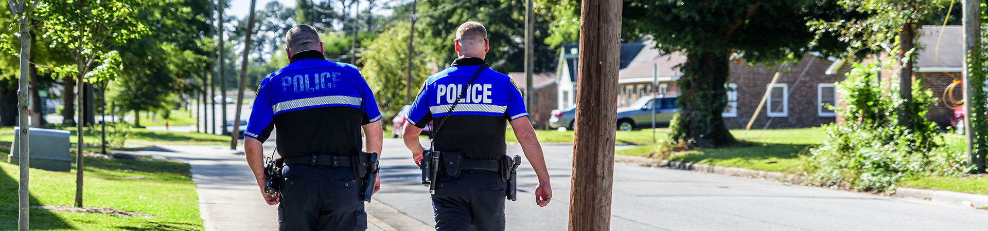 Police walking the neighborhood